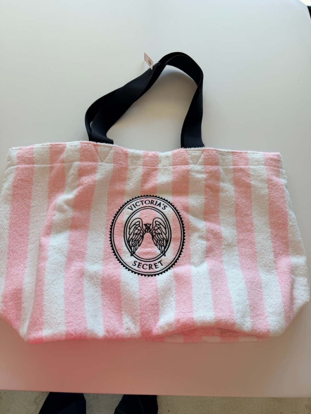 Victoria's Secret Pink and White Stripe Tote Bag